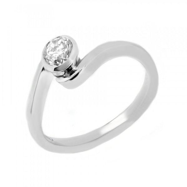 Platinum 0.40ct round brilliant cut diamond twist ring