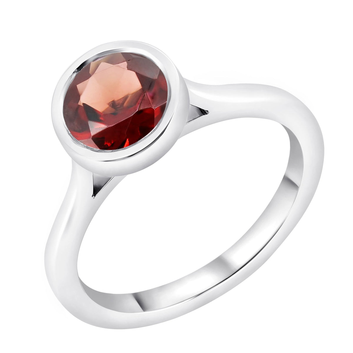 Platinum 1.25ct round garnet ring