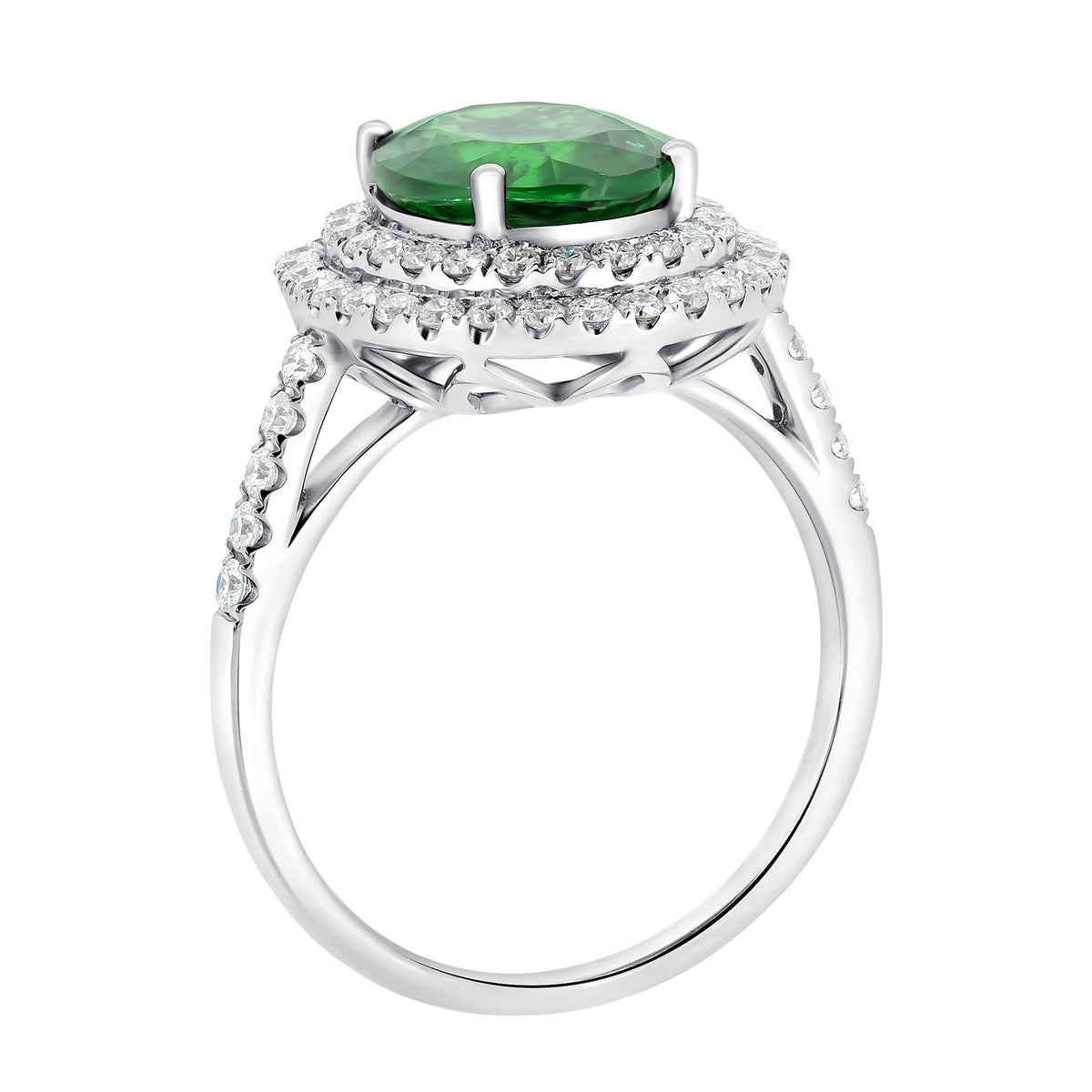 18ct white gold 3.10ct tsavorite garnet & 0.72ct diamond ring