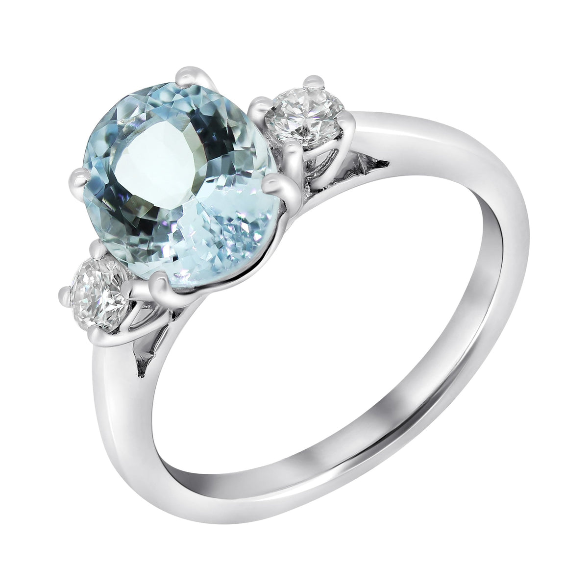 18ct white gold 2.45ct aquamarine & 0.30ct diamond ring