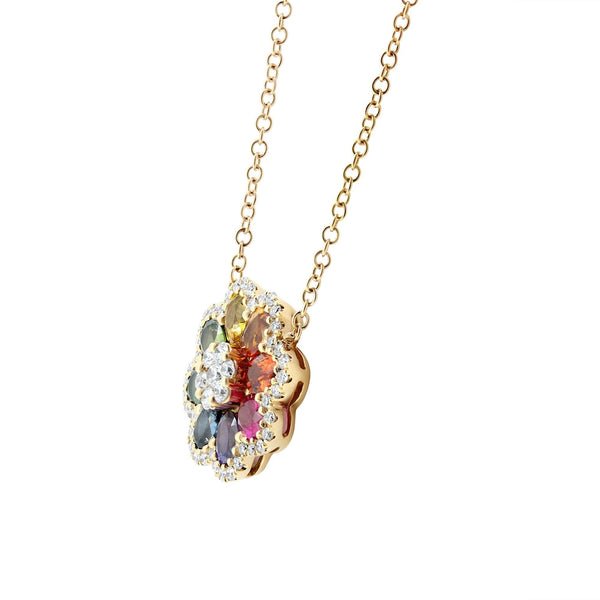 18ct rose gold 1.66ct multi sapphire & 0.34ct diamond pendant