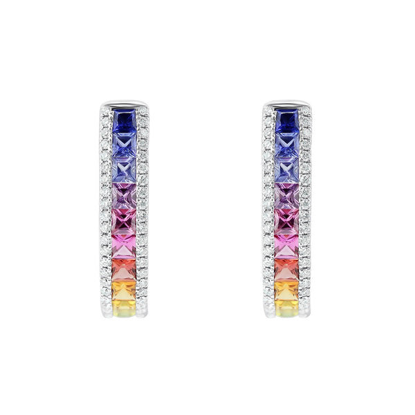 18ct white gold 2.78ct multi sapphire & 0.58ct diamond earrings
