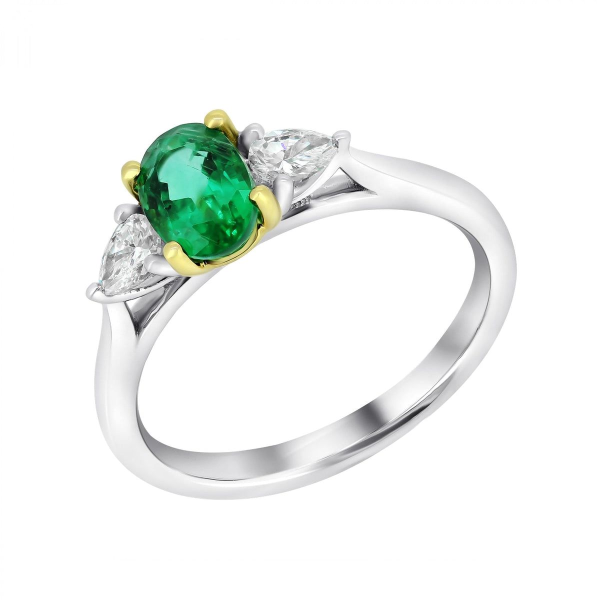 Platinum 0.85ct emerald & 0.30ct diamond ring