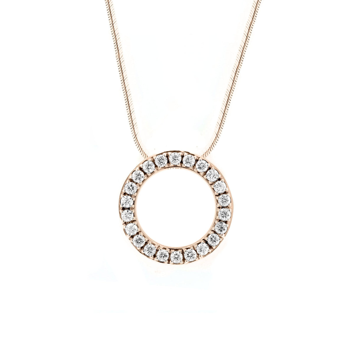 18ct rose gold 0.60ct open circular diamond pendant