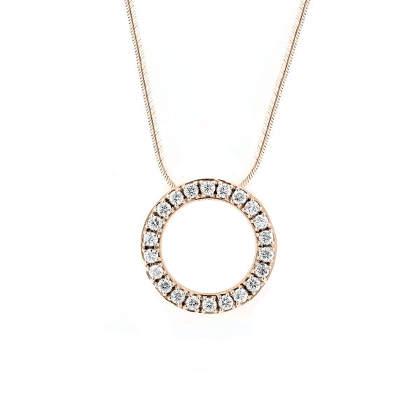 18ct rose gold 0.60ct open circular diamond pendant