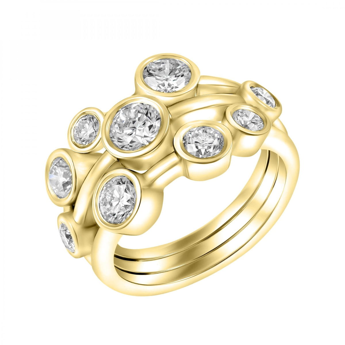 18ct yellow gold 2.05ct round brilliant cut diamond cluster ring