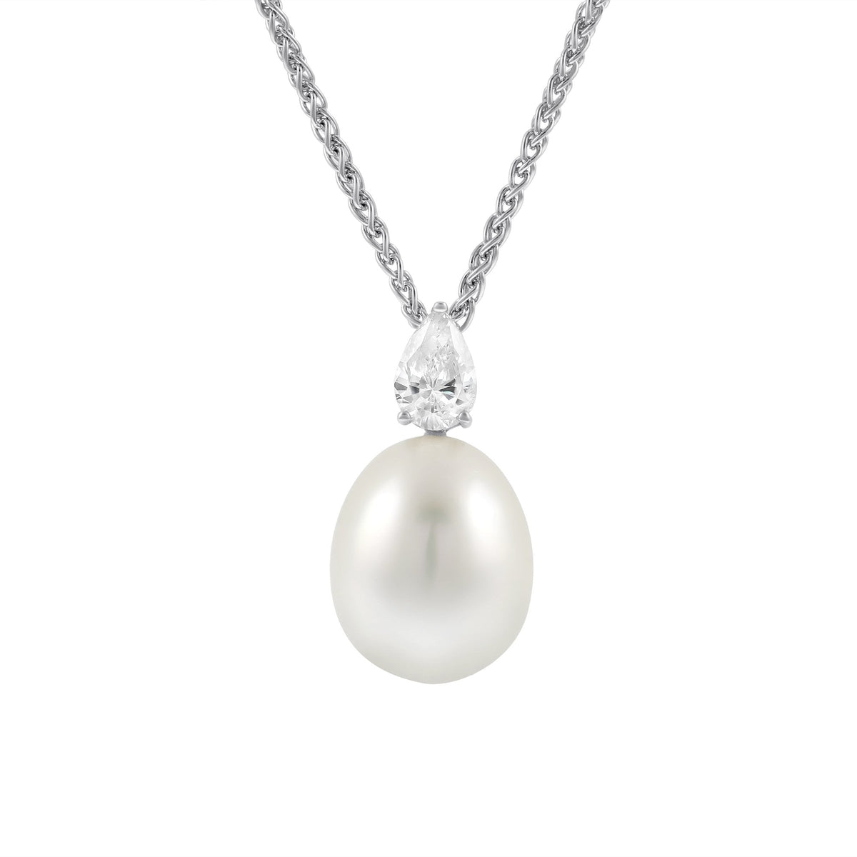 18ct white gold 13.4mm South Sea pearl & 0.80ct diamond pendant