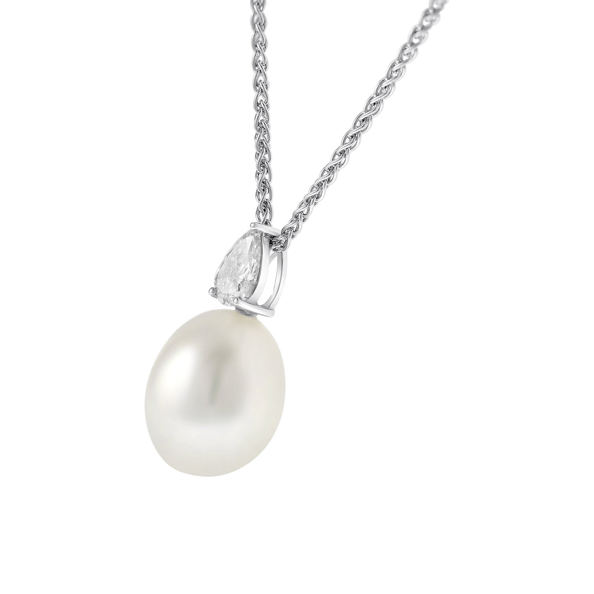 18ct white gold 13.4mm South Sea pearl & 0.80ct diamond pendant