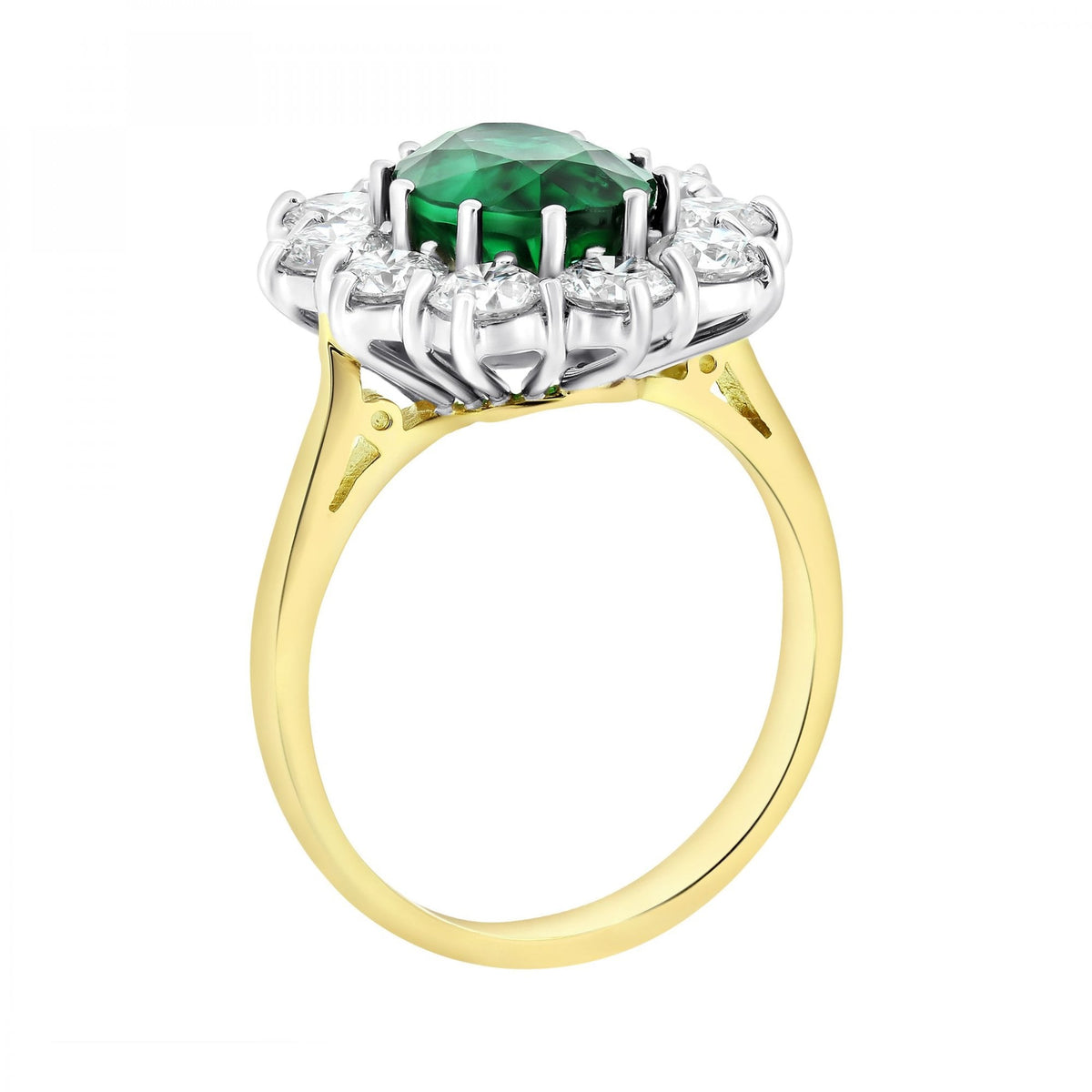 18ct yellow gold 2.76ct emerald & 1.96ct diamond cluster ring