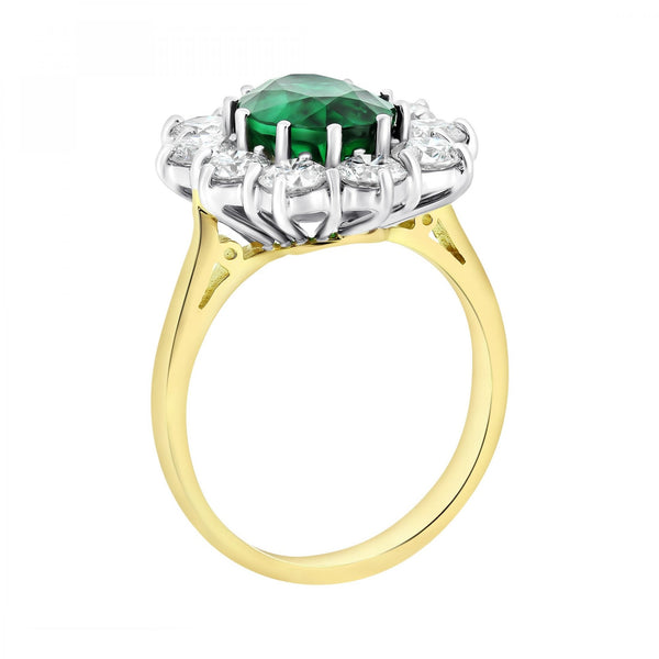 18ct yellow gold 2.76ct emerald & 1.96ct diamond cluster ring