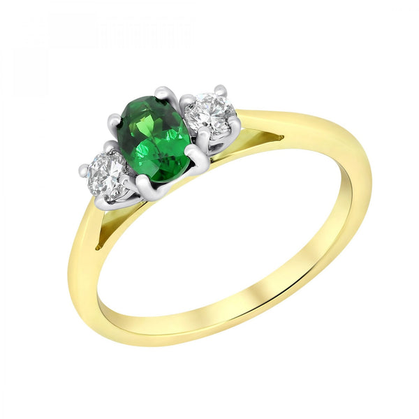 18ct yellow gold 0.36ct tsavourite garnet & 0.18ct diamond ring
