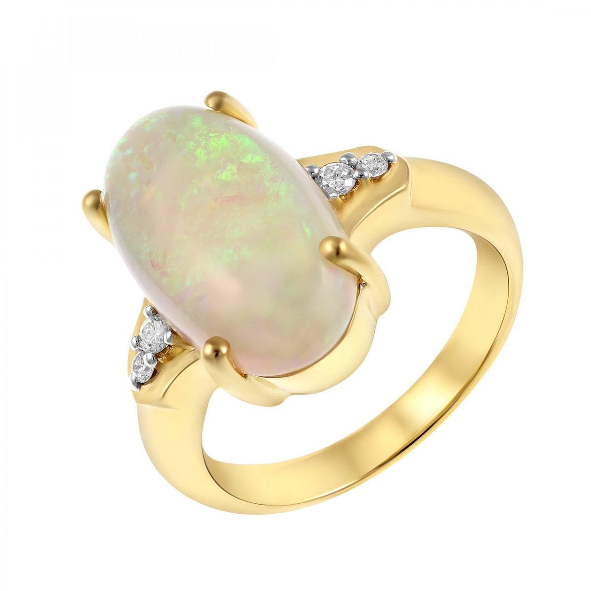 18ct yellow gold 4.45ct natural opal & 0.09ct diamond ring