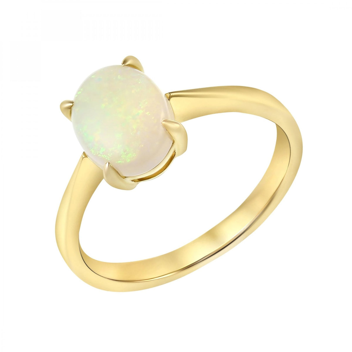 9ct yellow gold 9mm x 7mm oval natural opal ring