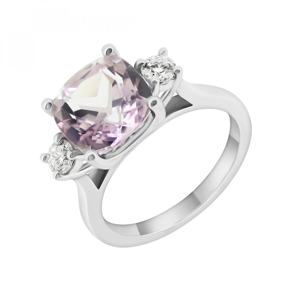Platinum 3.88ct morganite & 0.34ct diamond 3 stone ring