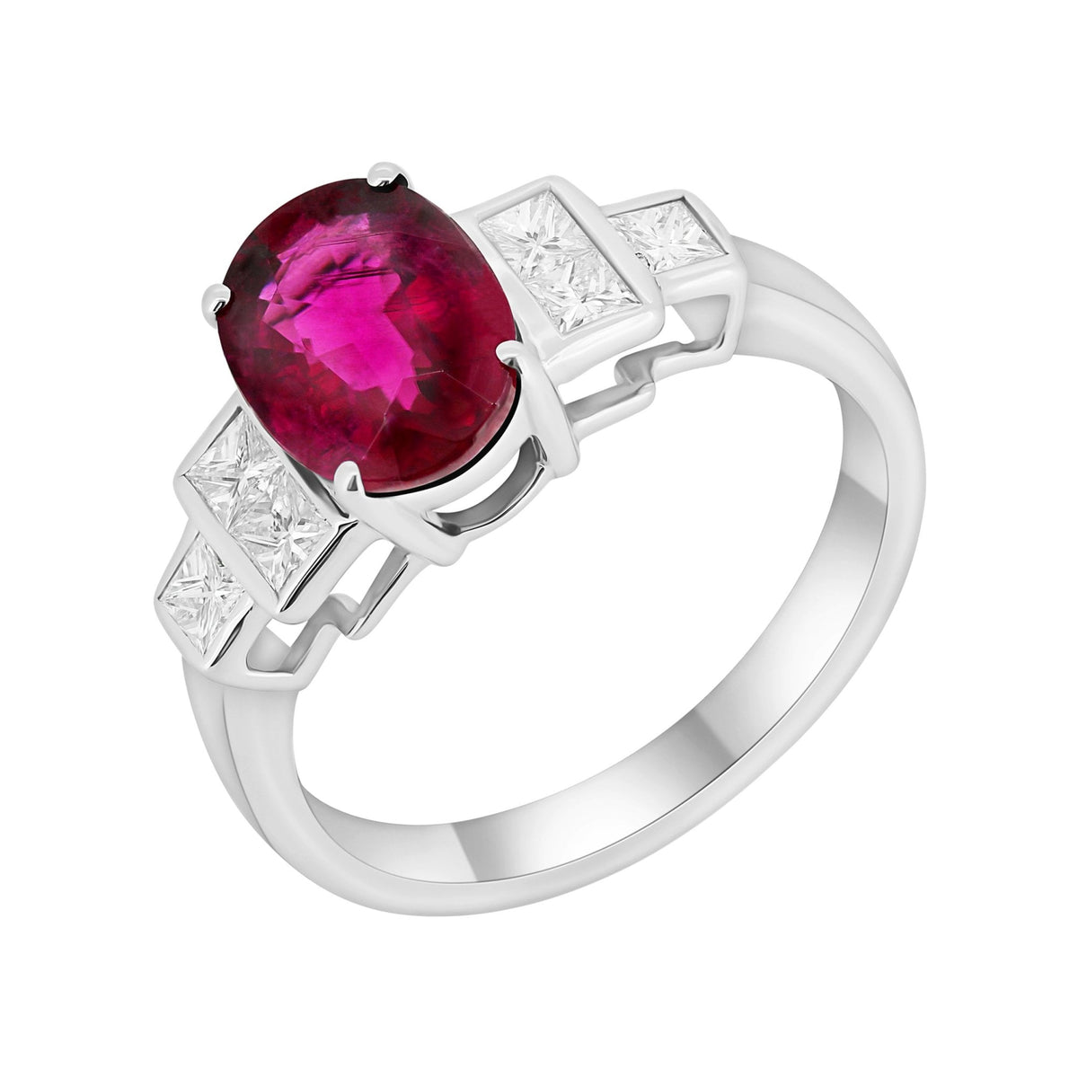 18ct white gold 1.77ct pink tourmaline & 0.41ct diamond ring