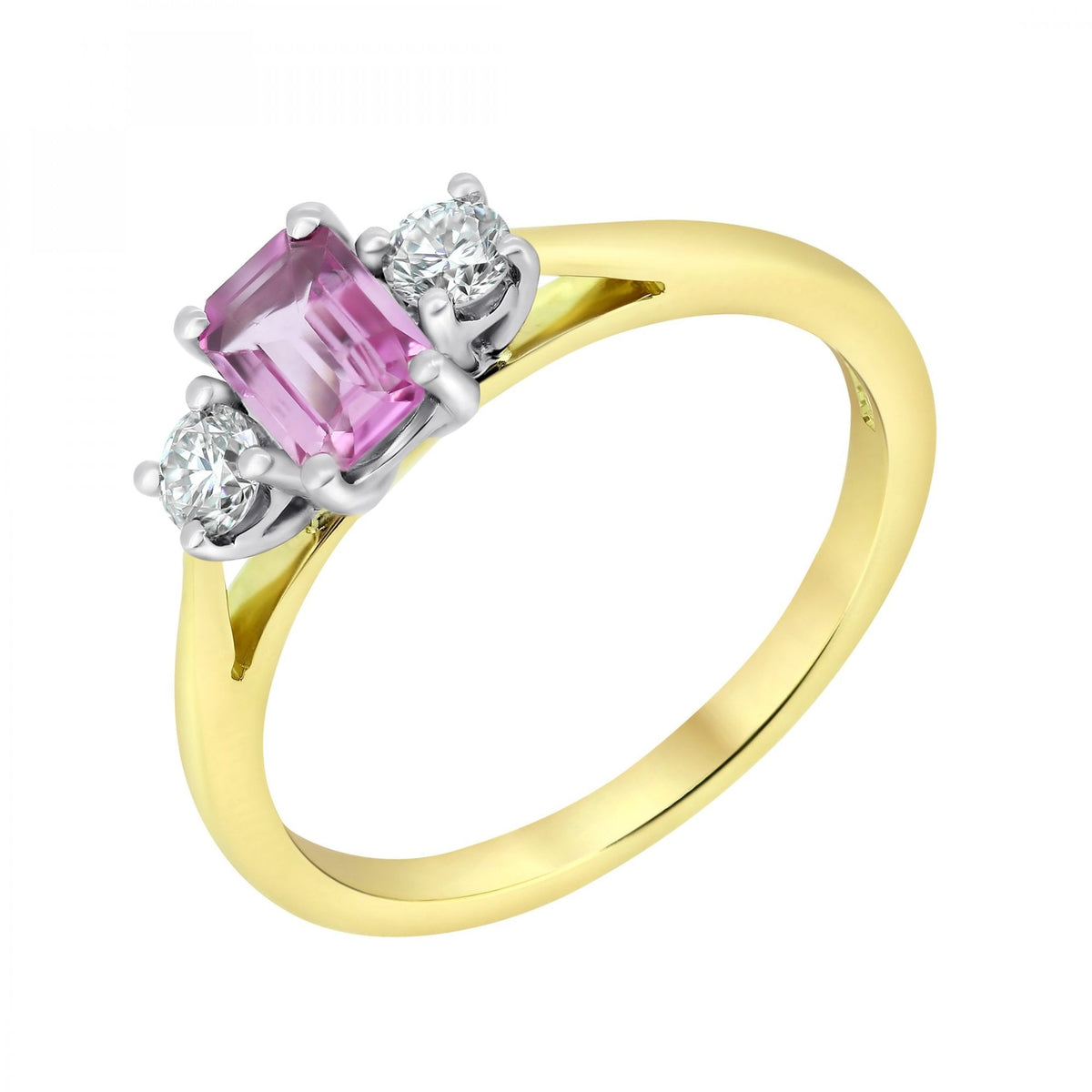 18ct yellow gold 0.65ct pink sapphire & 0.20ct diamond ring
