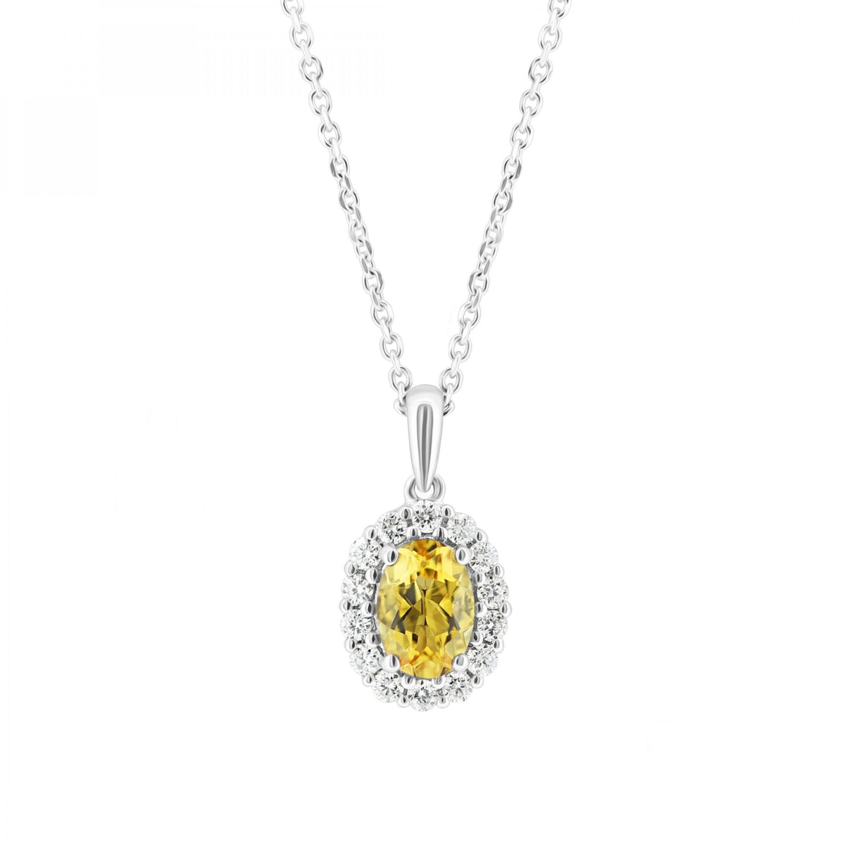 Platinum 0.75ct citrine & 0.26ct diamond cluster pendant