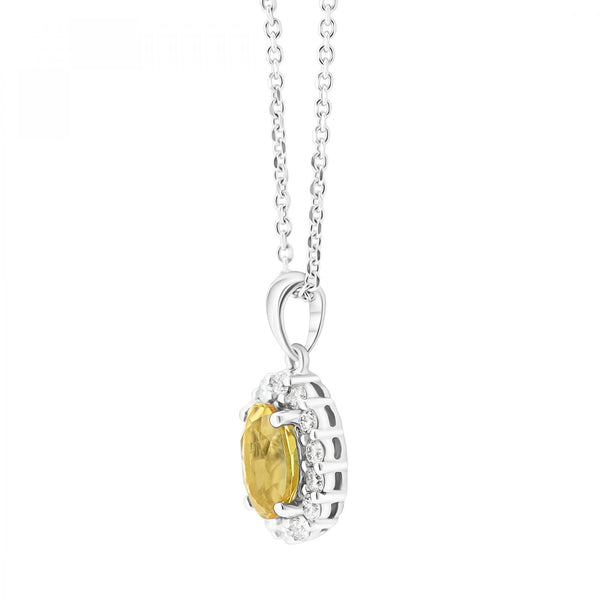 Platinum 0.75ct citrine & 0.26ct diamond cluster pendant