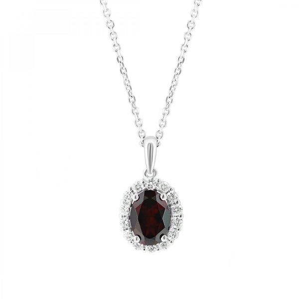 Platinum 1.01ct garnet & 0.24ct diamond cluster pendant