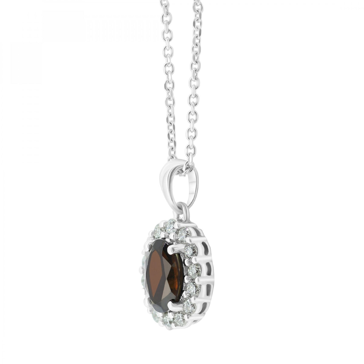 Platinum 1.01ct garnet & 0.24ct diamond cluster pendant