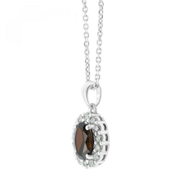 Platinum 1.01ct garnet & 0.24ct diamond cluster pendant