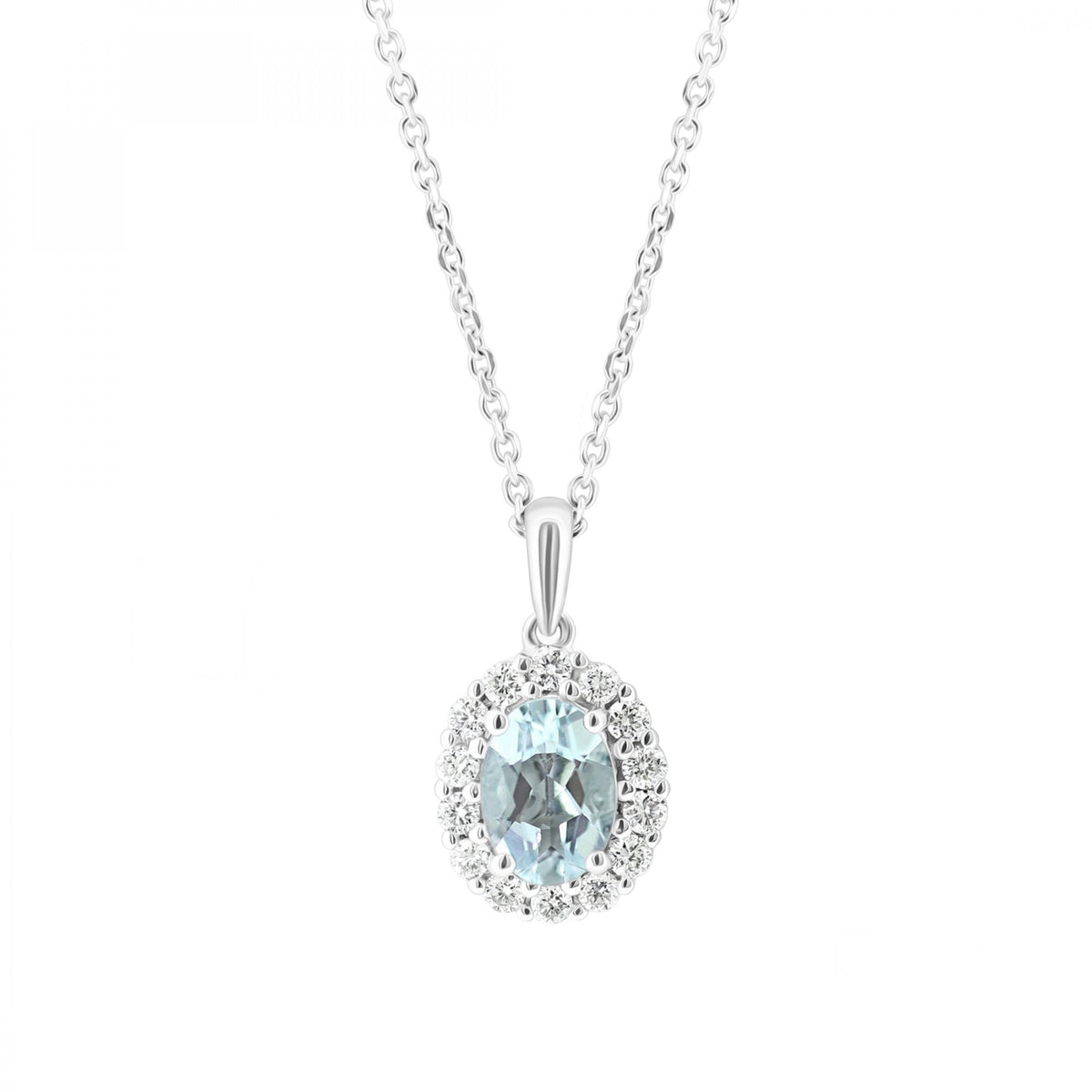 Platinum 0.73ct aquamarine & 0.24ct diamond cluster pendant