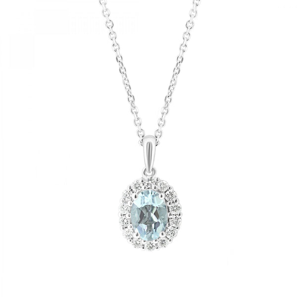 Platinum 0.73ct aquamarine & 0.24ct diamond cluster pendant