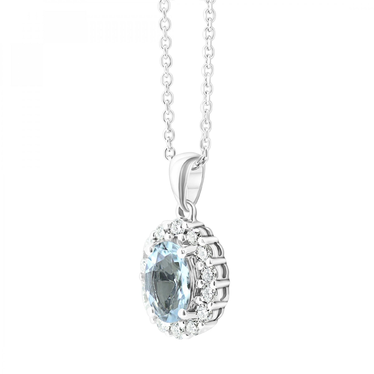 Platinum 0.73ct aquamarine & 0.24ct diamond cluster pendant