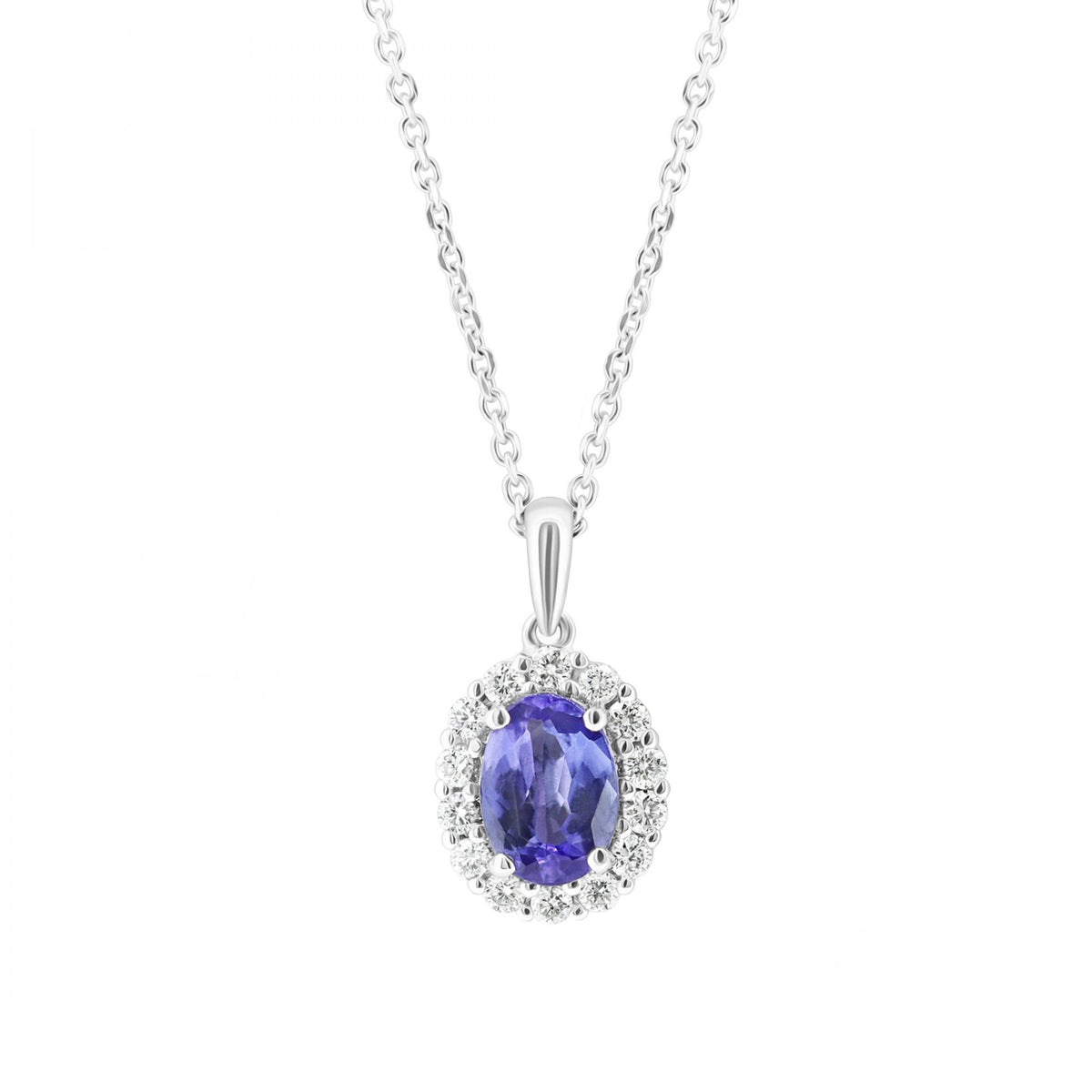 Platinum 0.70ct tanzanite & 0.24ct diamond cluster pendant