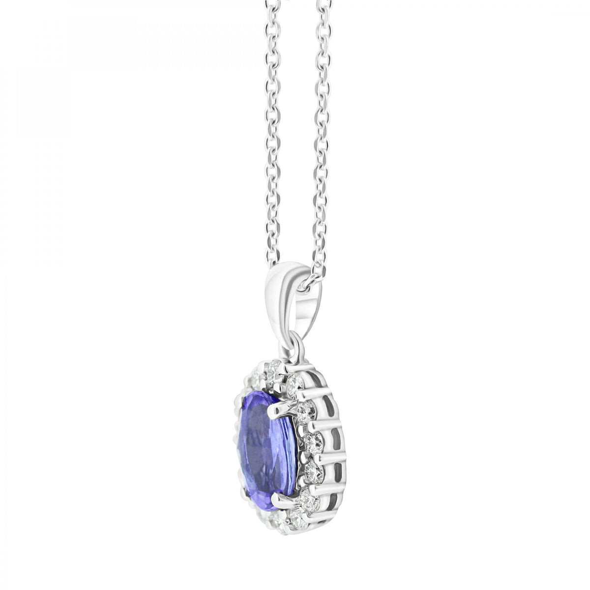 Platinum 0.70ct tanzanite & 0.24ct diamond cluster pendant