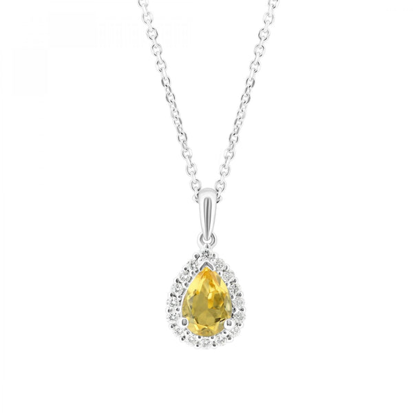 Platinum 0.60ct citrine & 0.15ct diamond cluster pendant