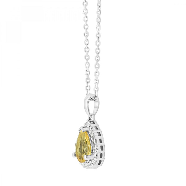 Platinum 0.60ct citrine & 0.15ct diamond cluster pendant