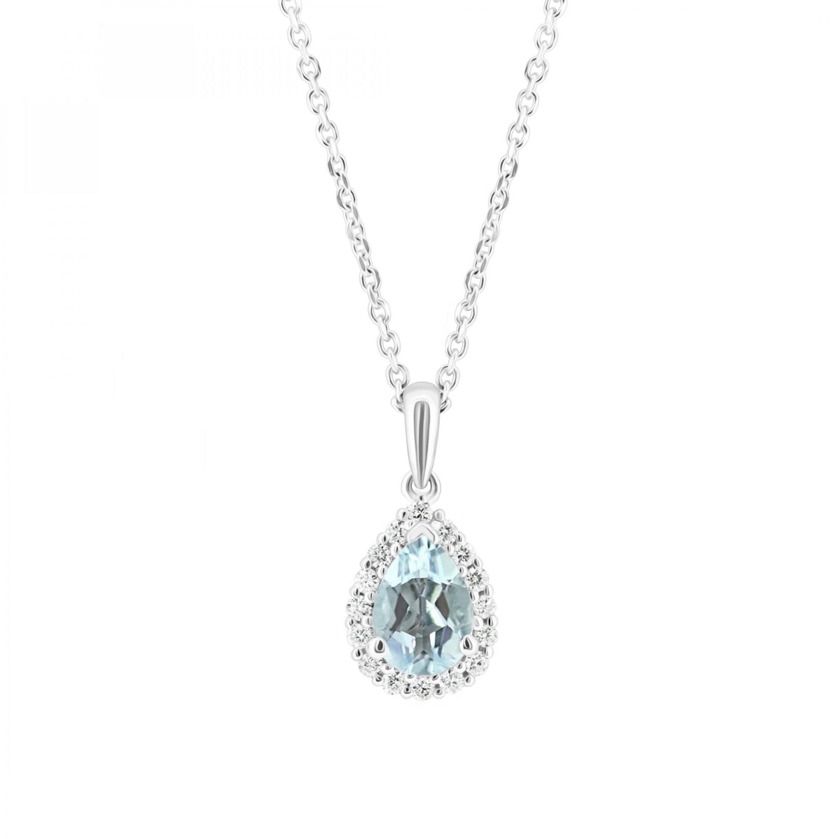Platinum 0.67ct aquamarine & 0.14ct diamond cluster pendant