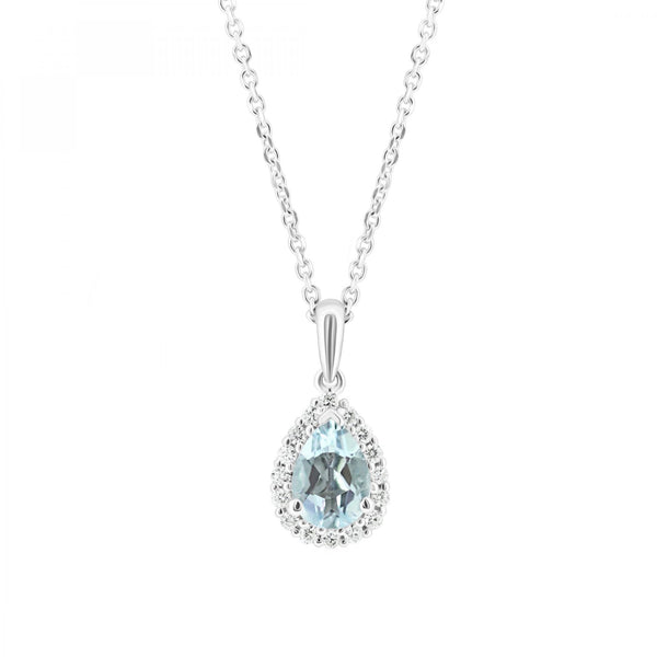 Platinum 0.67ct aquamarine & 0.14ct diamond cluster pendant