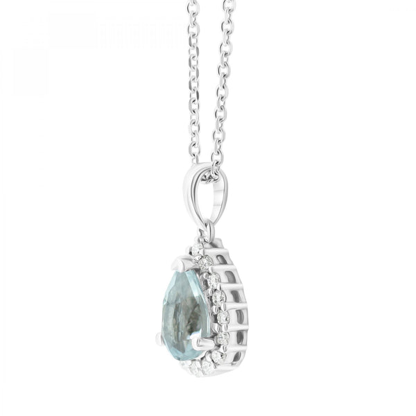 Platinum 0.67ct aquamarine & 0.14ct diamond cluster pendant