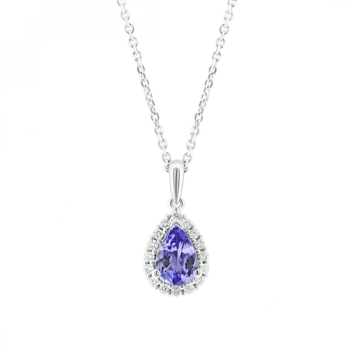 Platinum 0.71ct tanzanite & 0.14ct diamond cluster pendant