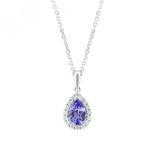 Platinum 0.71ct tanzanite & 0.14ct diamond cluster pendant
