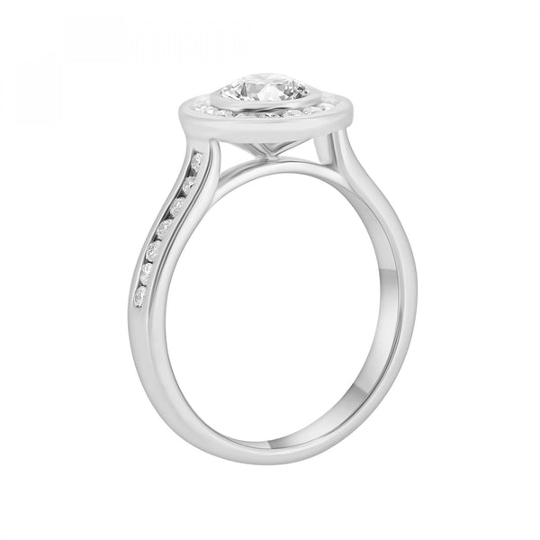 Platinum 0.80ct F VS1 EGL round brilliant cut diamond halo ring