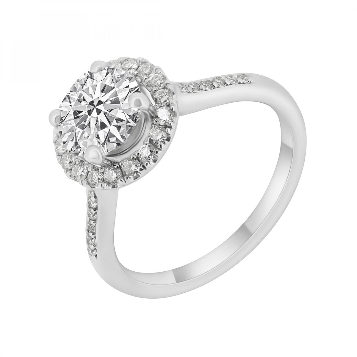 Platinum 1.51ct E VS1 EGL round brilliant cut diamond halo ring