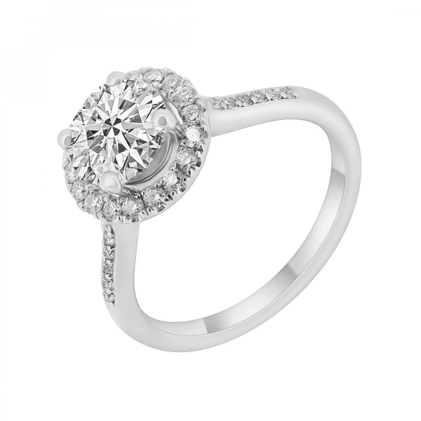 Platinum 1.51ct E VS1 EGL round brilliant cut diamond halo ring