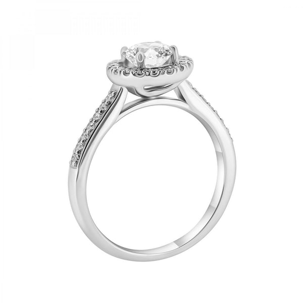 Platinum 0.70ct E VS1 GIA round brilliant cut diamond halo ring