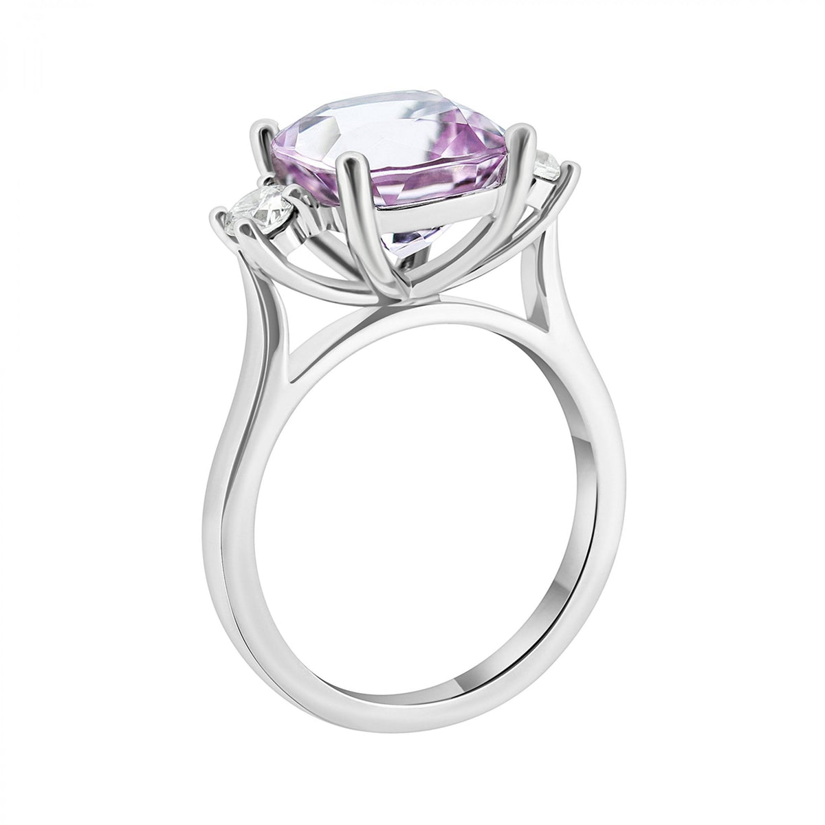 Platinum 3.88ct morganite & 0.34ct diamond 3 stone ring
