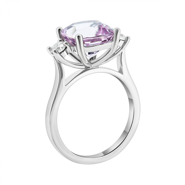 Platinum 3.88ct morganite & 0.34ct diamond 3 stone ring