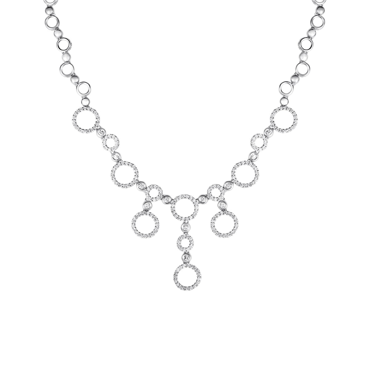 18ct white gold 2.65ct circular design diamond necklace