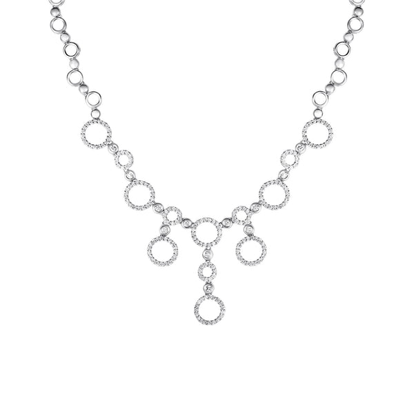 18ct white gold 2.65ct circular design diamond necklace