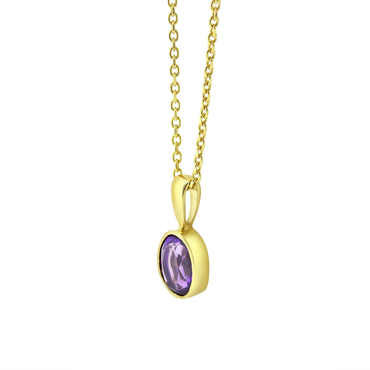 9ct yellow gold 8mm x 6mm oval amethyst pendant
