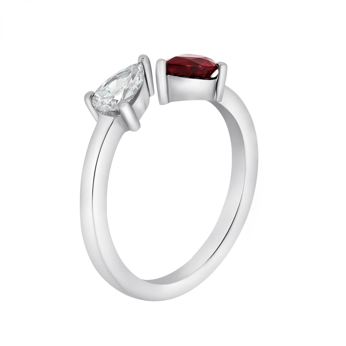 Platinum 0.44ct ruby & 0.31ct diamond 2 stone ring