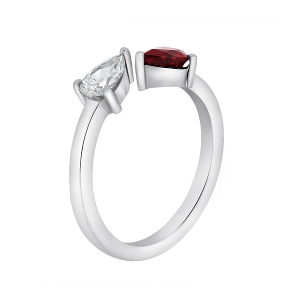 Platinum 0.44ct ruby & 0.31ct diamond 2 stone ring
