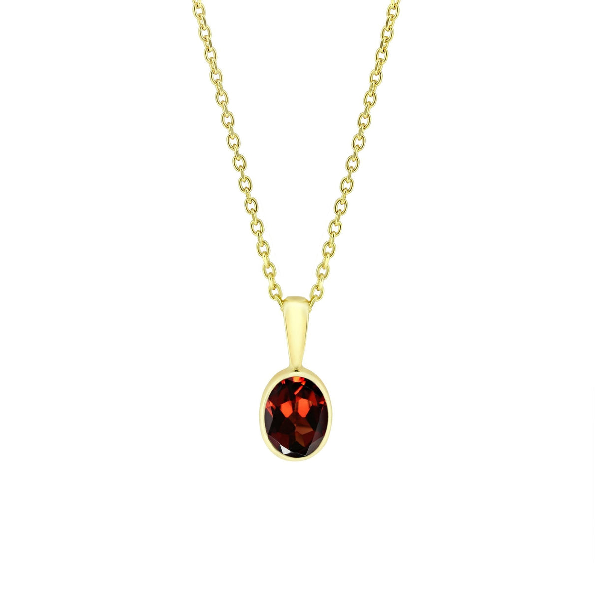 9ct yellow gold 8mm x 6mm oval garnet pendant