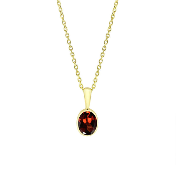 9ct yellow gold 8mm x 6mm oval garnet pendant
